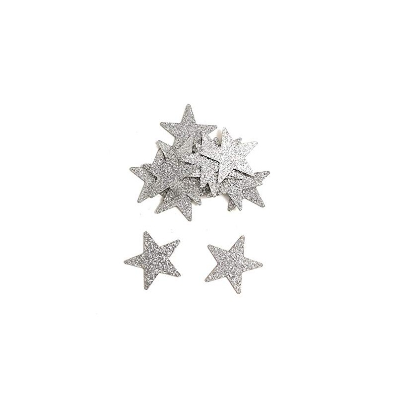Silver Glitter Paper Star Confetti - 100 Pieces