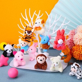 LMAZEPMQ Mini Plush Animal Toy Set,Cute Animals Keychain Decoration for Kids,Goodie Bag Fillers, Basket Stuffers, School Prizes, Valentine's Day Party Supplies (12pcs)