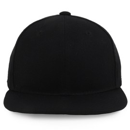 Trendy Apparel Shop Infant to Toddler Kid's Plain Structured Flatbill Snapback Cap - Black