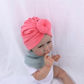 Silk Satin Lined Turban Hat for Babies Infant Toddler Girls Boys Bonnet Newborn Cotton Beanie Little Kids Shower Caps (6M, 107 Cott Watermelon)