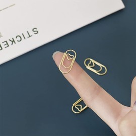 Small Paper Clips,130 Pcs Heart Shaped Paperclips Metal Gold Paper Clips Bookmark Clips Metal Paper Clips Paper Clam Clip Organizer Paper Clamps for School Office Document Organizing