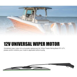Merautop SJ 12V Universal Windscreen Wiper Motor with Arm and Blade Replacement for Tractor Fishing Boat Car Accessories Part # 01287358 7731000001 0390506510