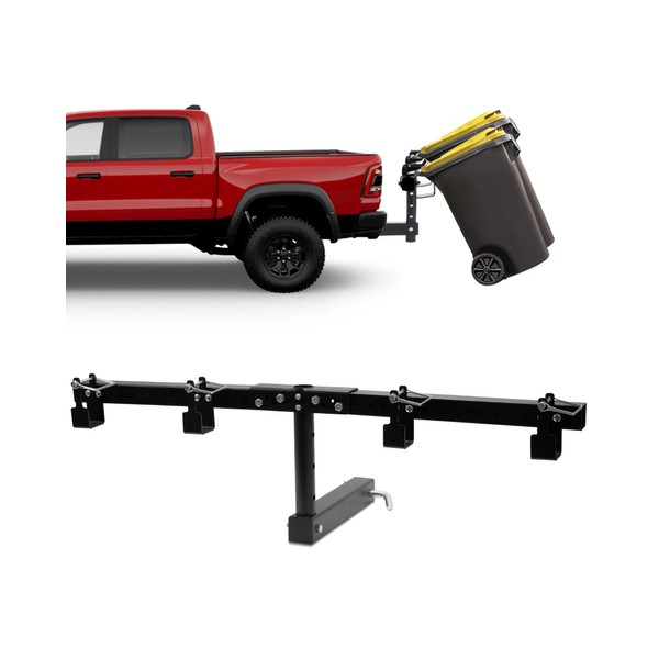 Trash Can Hauler for Double Can, Adjustable Trash Can Hitch,