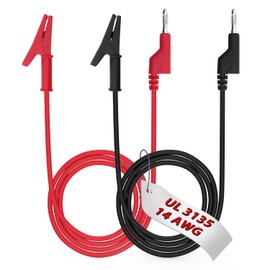 14 Gauge 2pcs3.3Ft 4MM Banana Plug to Alligator Clips UL3135, Heavy Duty Silicone Test Leads Set Jumper Wires Kit for Testing - EDGELEC
