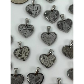 Laser Cut Aletai Meteorite Heart Pendant in Stainless Steel and Resin Qty 1