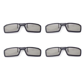 Ultra 4 Black Pairs 3D Clip On Glasses Passive 3D Glasses Men Women Compatible with RealD Cinemas 3D Glasses for TV Movie Glasses For Prescription Glass Wearers Circular Polorised Cinema 3D Glasses