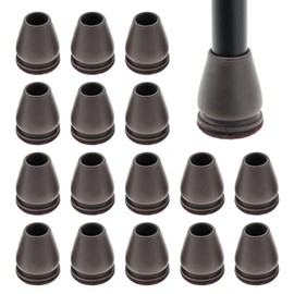 Pack of 16 Brown Protective Caps for Chair Legs, Chair Leg Caps with Felt for Straight and Oblique Chair Legs, Felt Gliders, Furniture Mat for Hardwood Floors (Round, 15-20 mm)