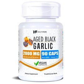 Healthfare Aged Black Garlic Capsules 2000 mg Equivalent | 90 Vegan Capsules | Fermented Od