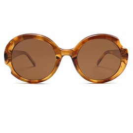 SOJOS Big Retro Oval Round Polarized Sunglasses Womens Mens Vintage Trendy Oversized Sunnies SJ2362, Brown Tortoise/Brown