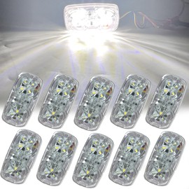 NBWDY 10Pcs 4'' Red Trailer Side Marker Lights Double Bullseye Strobe+High/Low Lighting Warning Reverse Back up Tail Running RV Taillight Tiger Eye 12V Rectangle Clearance Light for Camper,Trucks,Boat