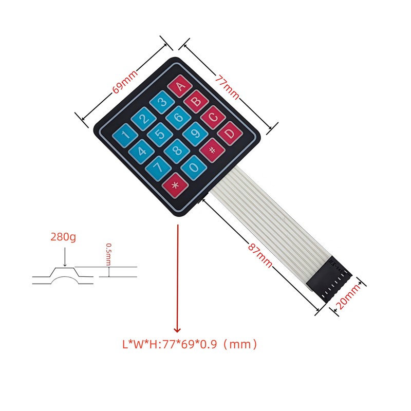 Yuuhseel 6Pcs 4x4 Keypad 16 Key Matrix Array Membrane Switch