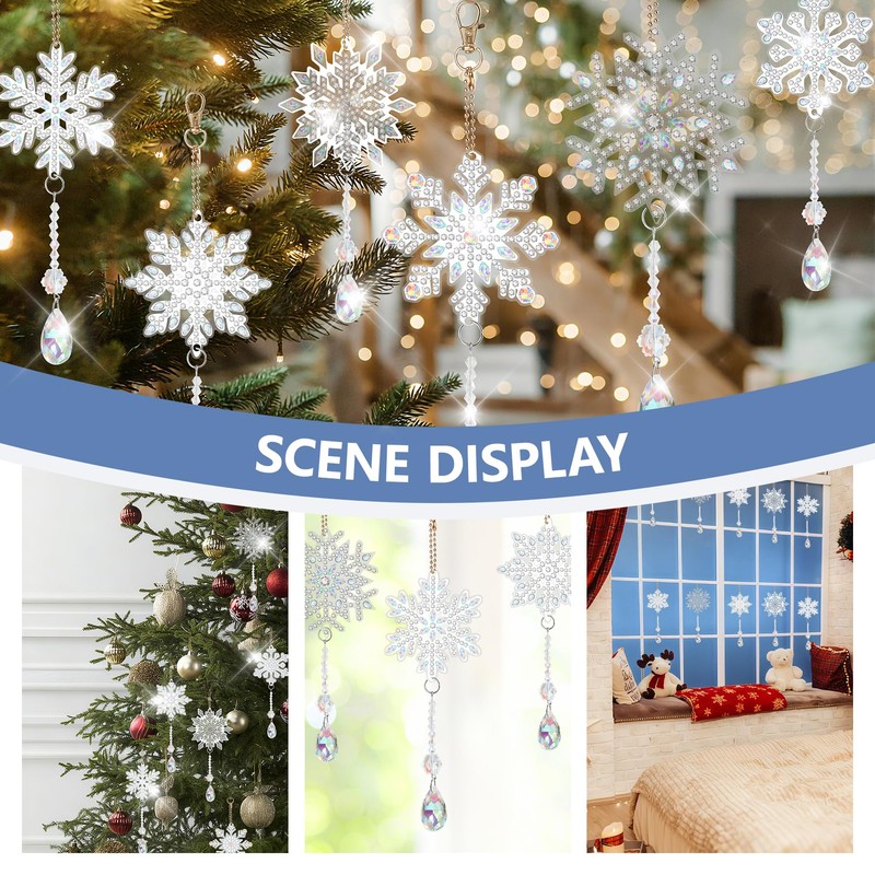 6pcs Winter Snowflake Double Sided Diamond Art Wind Chimes Kits