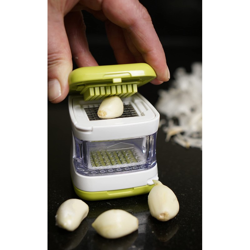 RSVP International Garlic Clove Cube Press Tool, Green/White | BPA-Free
