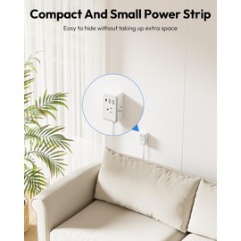 NTONPOWER Flat Extension Cord 15 Feet, Small Flat Plug Power Strip with 3 USB(1 USB-C), 3 Outlets Small Extension Cord, Portable Extension Cord, Compact for Home Office Dorm Room Essentials，White