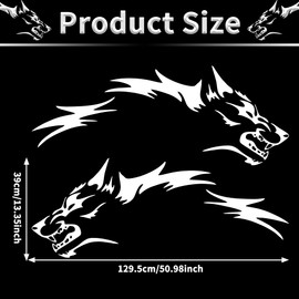 TOMALL 50'' 2Pcs Wolf Car Sticker Decal for Car Body Side Stickers Auto Wolf Graphics Racing Sports Stripes Stickers for SUV Off-Road Vehicles Car Hood Trunk Universal Waterproof Vinyl Sticker (White)