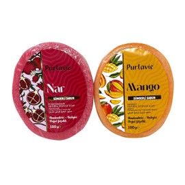 Purlavie Exfoliating Sponge Soap Set 2 x 100 gr. Natural and Renewing Cleaning Experience