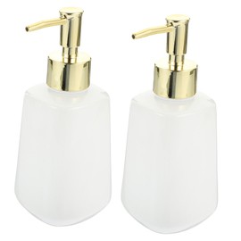 ABOOFAN 2pcs Refillable Ceramic Shampoo Dispenser Elegant Bathroom Soap Pump Bottles for Liquid Soap and Lotion Stylish for Home and Travel Use