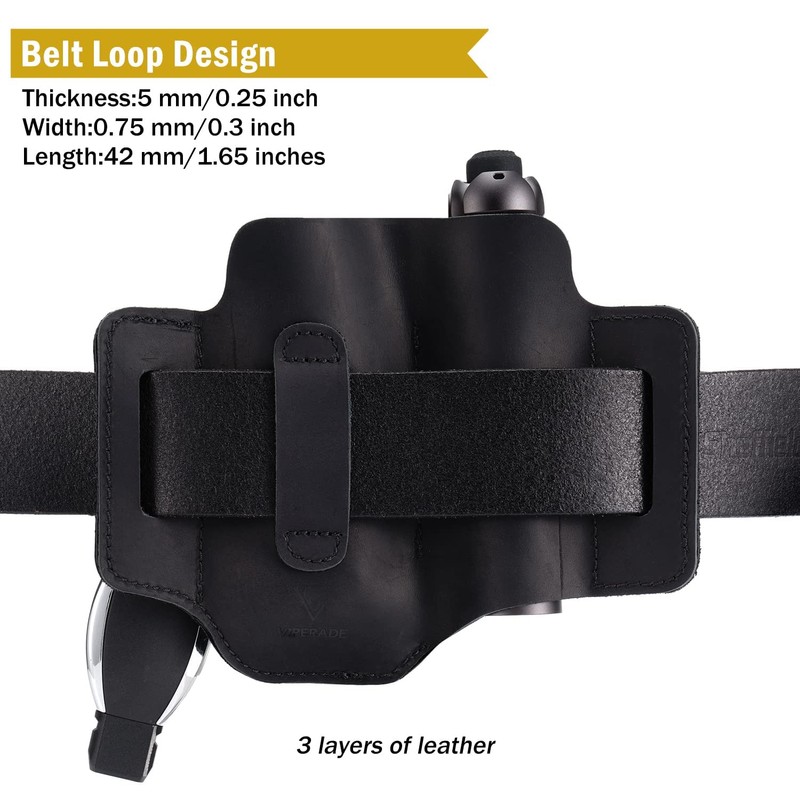 VIPERADE PL3 EDC Leather Sheath for Belt,Multitool Sheath with Velcro