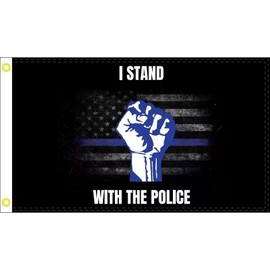 3X5 TRUMP 2024 I STAND WITH THE POLICE BLUE LIVES MATTER KAMALA SUCKS FLAG 100D