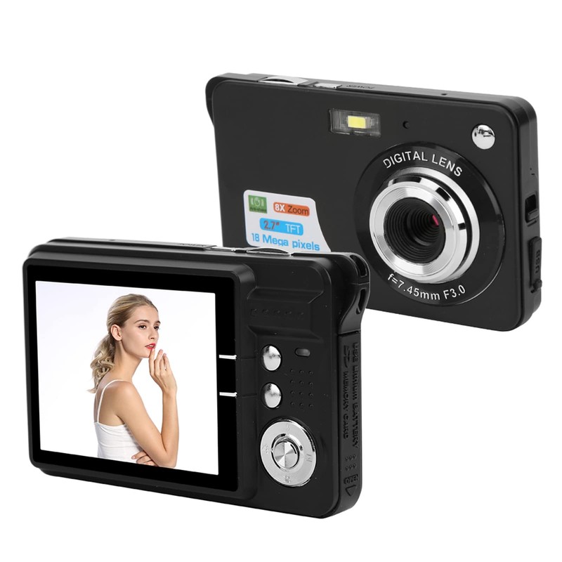 8X Zoom Digital Camera 18MP 2.7in LCD Display, 720P HD