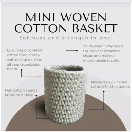 Waterproof Small woven cotton basket in WHITE with waterproof liner for decor & organizing!