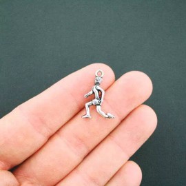10 Runner Antique Silver Tone Charms 2 Sided - SC023