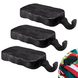 NamcheBarwa 3 Pack Low Profile Christmas Stocking Holders Bases,Resin Heavy Stocking Hangers Hanging Hooks for Fireplace Free Standing Christmas Xmas Party Decoration (Black, 3 Pack)