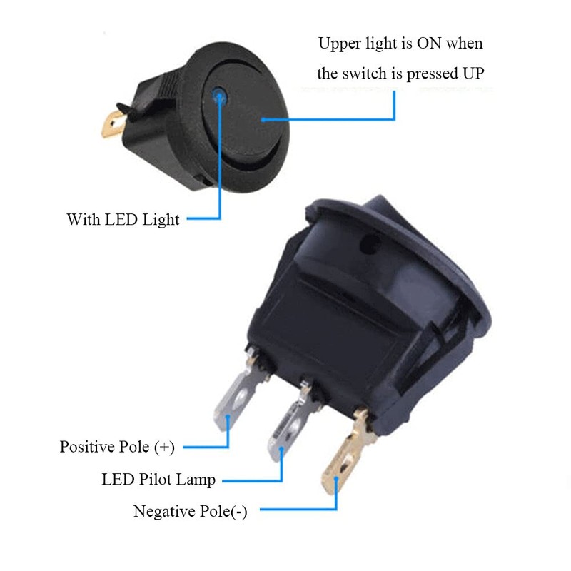 20 Pcs 12V Switch, 5 Color 20A 12 Volt Auto
