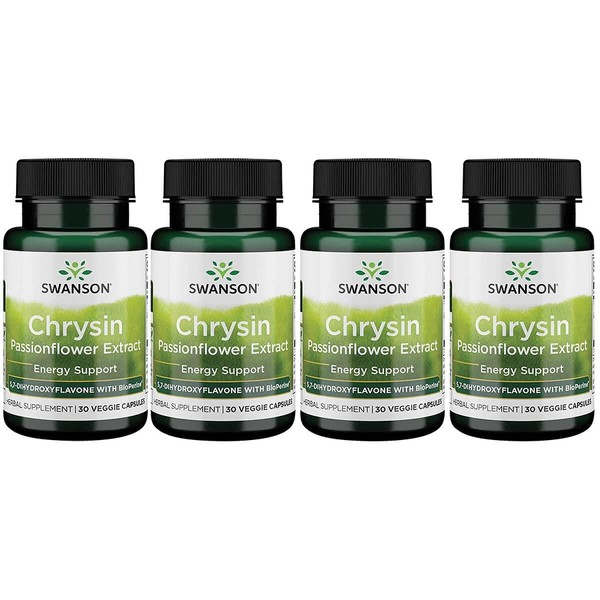 Swanson Chrysin Passionflower Extract - Herbal Supplement Promoting Overall Health, Wellness & Fitness - Natural Formula May Support Lean Muscle Maintenance - (30 Veggie Capsules)