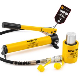 NEWTRY 20 ton Hydraulic Ram Jack Cylinder and CP-180 Hand Hydraulic Pump Short Type 2” Stroke Porta Power Ram (20 ton Jack+ Manual Pump)