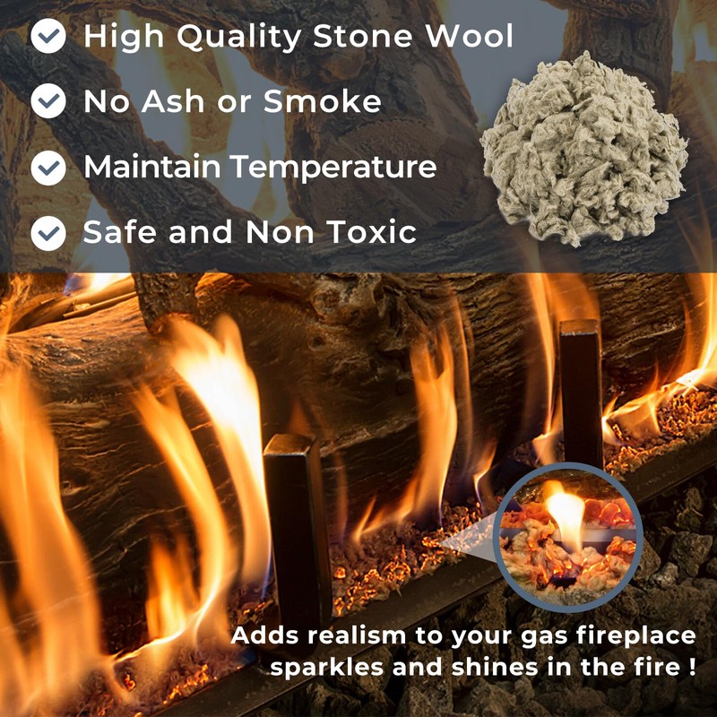 TOSRWGLL Gas Fireplace Glowing Embers,Rock Wool Embers for Indoor Gas