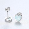 Bellitia Jewelry Women's Opal Earrings, Heart Shape, Cute, White, Blue,
