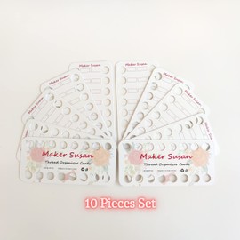 Maker Susan 10 Pack Embroidery Thread Organizer Cards, Embroidery Floss Organizer Holder 16 Positions Cross Stitch Per Bobbin for Thread, Embroidery Floss Bobbin Cardboard, Thread Keeper, DIY Storage