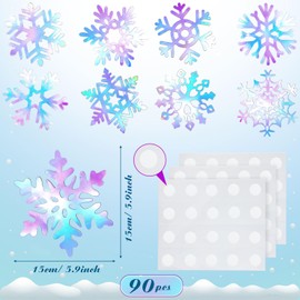 Dianelhall 90 Pcs Snowflake Cutouts Winter Bulletin Board Decorations Wonderland Paper Cutouts Christmas Wall Decals with Glue Points for Classroom Home Holiday Winter Party Supplies