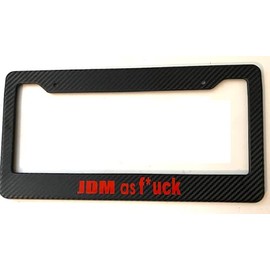 JDM As F - Carbon Fiber with Red - Automotive License Plate Frame - Love Flag Import Love