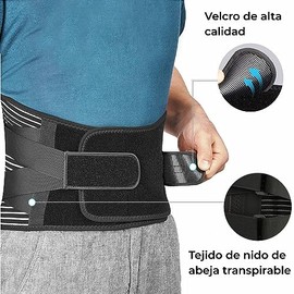 Soporte Lumbar para Hombres y Mujeres,Faja Lumbar Ajustable de Doble Compresión,Fajas Ortopédico con 6 Barras de Sujeción,Cinturón Transpirable que...