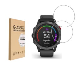 [2 Pack] Screen Protector Designed for Garmin Fenix 6/6 Pro, High Definition Tempered Film, 9H Hardness, Anti-scratch, Touch Sensitive, Drop-protection