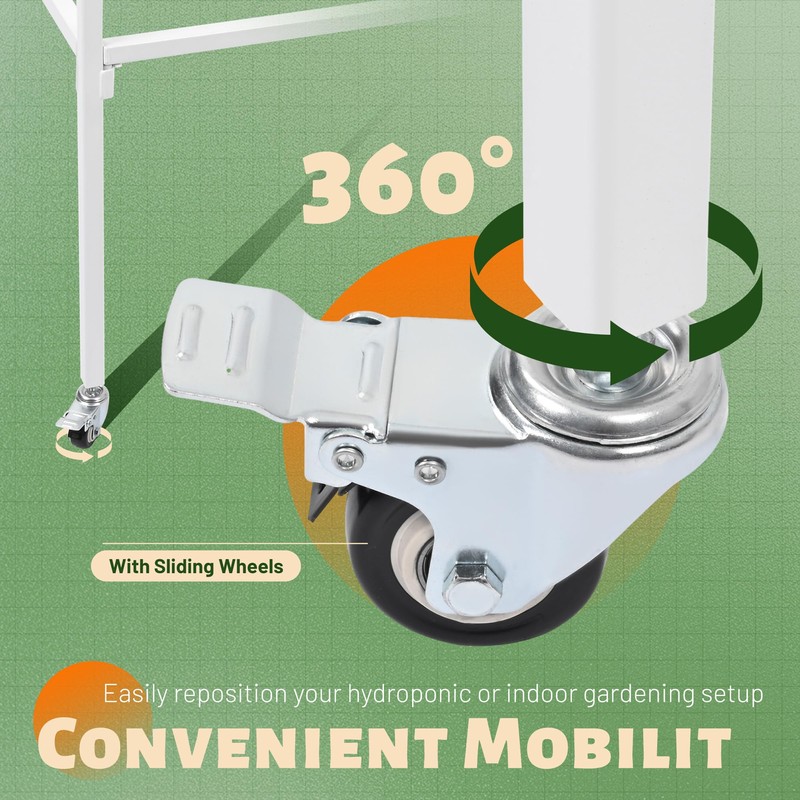 HECASA 4' x 4' Rolling Flood Table Tray Stand for
