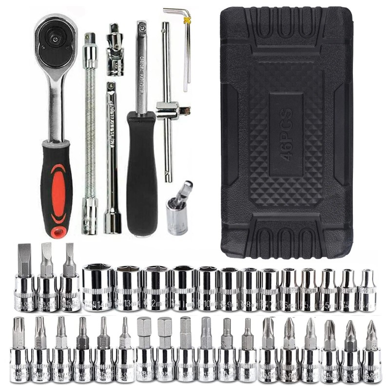 TSUINZ 46-Piece Socket Wrench Set Craftsman Bit Socket TPR Handle