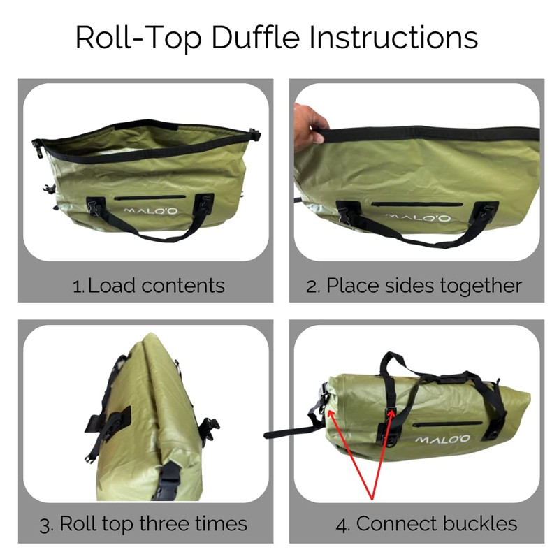 Malo’o Waterproof Dry Duffel, Heavy-Duty Roll Top Waterproof Gear Bag
