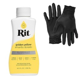 Dye – Rit Liquid Fabric Dye for Crafting, Clothing, and Décor – 8 oz. Bottle – with Artisx Nitrile Gloves Included (Golden Yellow)