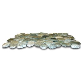 Sea Green Glazed Pebble Tile: Natural Stone Mosaic for Bathroom, Shower, and Other Areas - 12 x 12 inch Sheet - Hand-Sorted, mesh-Backed