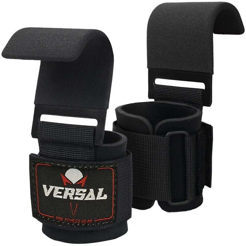 VSL Weight Lifting Hooks Non Slip Rubber Coated Grips, Neoprene