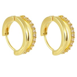Trendy 14K Gold Earrings for Women - Chunky Hoop Earrings - Lightweight & Hypoallergenic - Minimalist Earrings Gold - Small Thick Oval Double Hoop Earrings for Girls