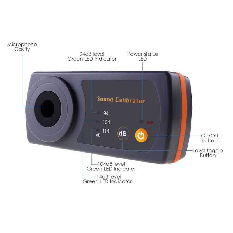 Precise Sound Level Calibration: 94dB, 104dB, 114dB Calibrator for Professional
