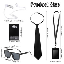 DAWRIS 6PCS Agent Costume Accessories, Role Play Secret Service Set Spy Security Costume Accessories for Men Women