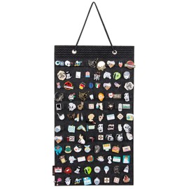 Hanging Brooch Pin Organizer, Display Pins Storage Case, Brooch Collection Storage Holder, Holds Up to 96 Pins.(Not Include Any Accessories) (S-96 Slots, Black)