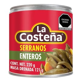 Chiles Serranos La Costeña Enteros en Escabeche 220g