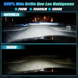 LED H11 H8 H9 para Faros de Auto, 36000LM 280W 600% Brillo, 2 Piezas | Focos LED H11 Luz Alta o Baja, 6000K Blanco, Canbus Sin Erro, Kit de Conversión
