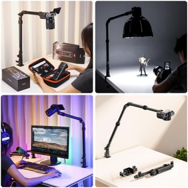 ULANZI ZJ02 Camera Desk Mount Overhead Magic Arm, 98cm/38.6inch Aluminum Adjustable Articulating Arm with 1/4" Ball Head for Cameras DSLR Lights Mount for Live Streaming/Photo Video Shooting